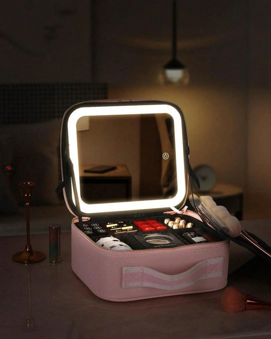 Tocador portátil con luz led- ROSADO